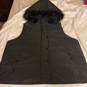 Plus Fuzzy Trim Hooded Puffer Coat